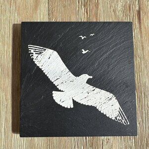 Harpswell House 300 Million Year Old Slate Trivet Topsham Maine Seagull Bird USA